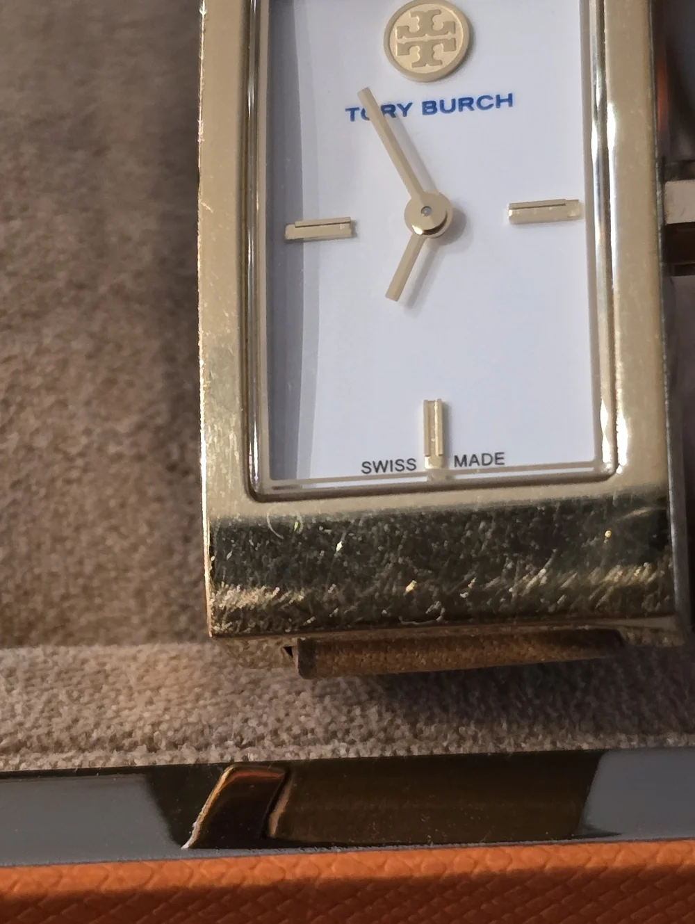 Tory Burch TRB2007 Gold Rectangle Watch Tan Wrap Around Leather Strap